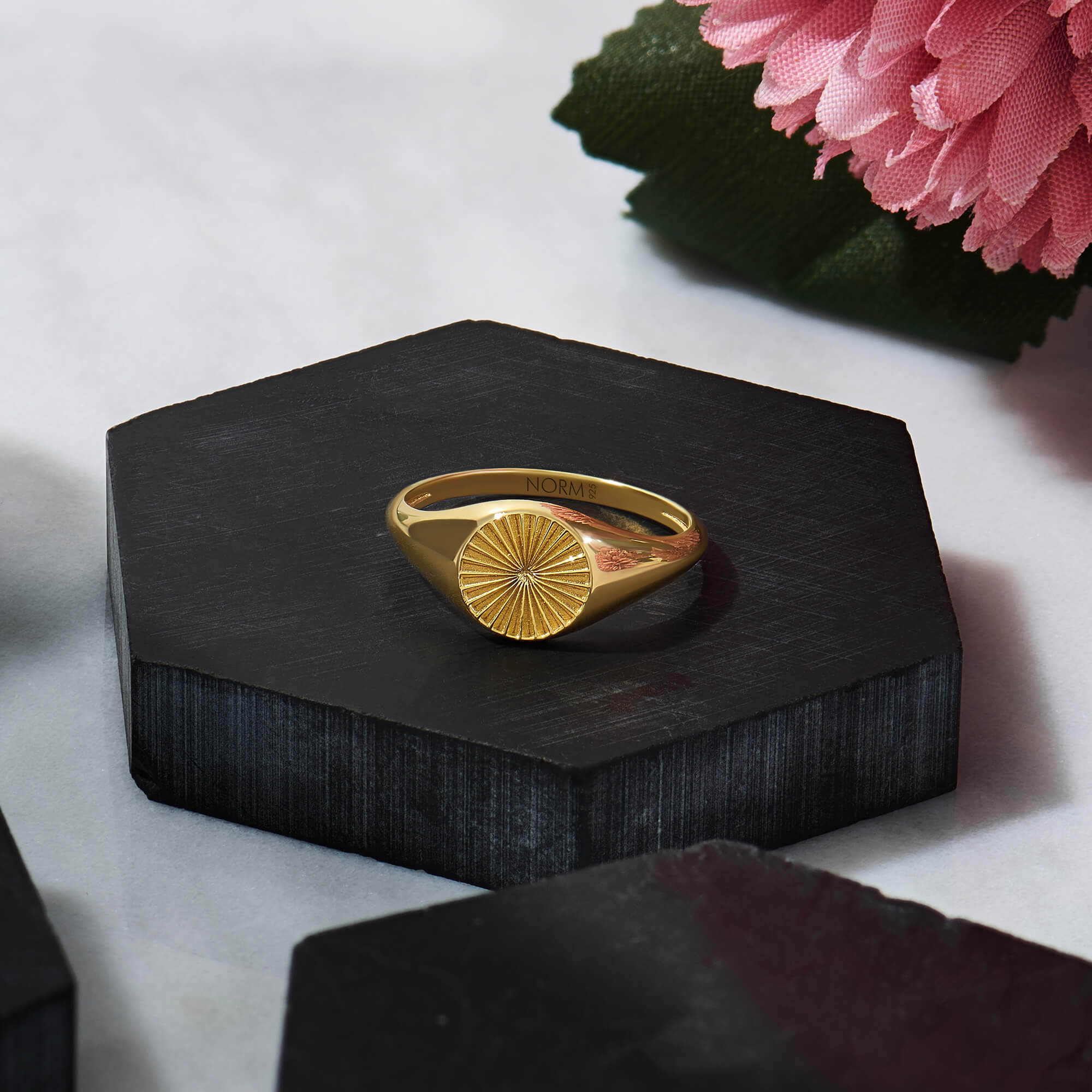 Sunbeam Design Signet Ring in Gold Vermeil on Silver