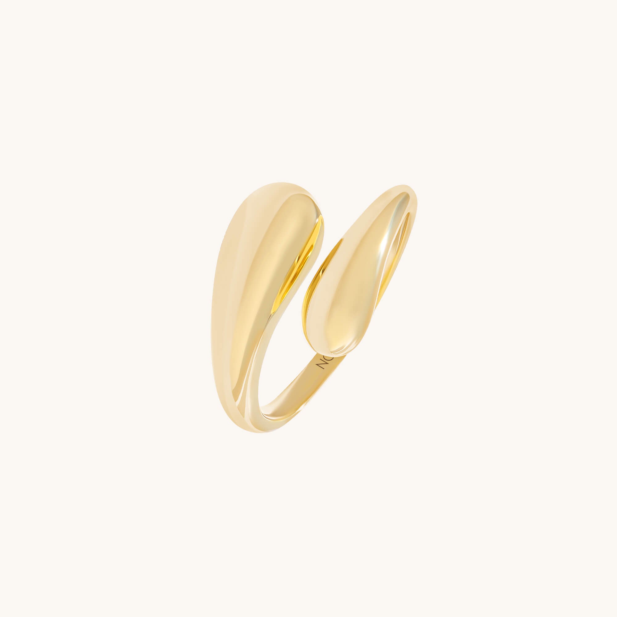 Teardrop Bypass Ring in 24K Gold Plated Vermeil on Silver