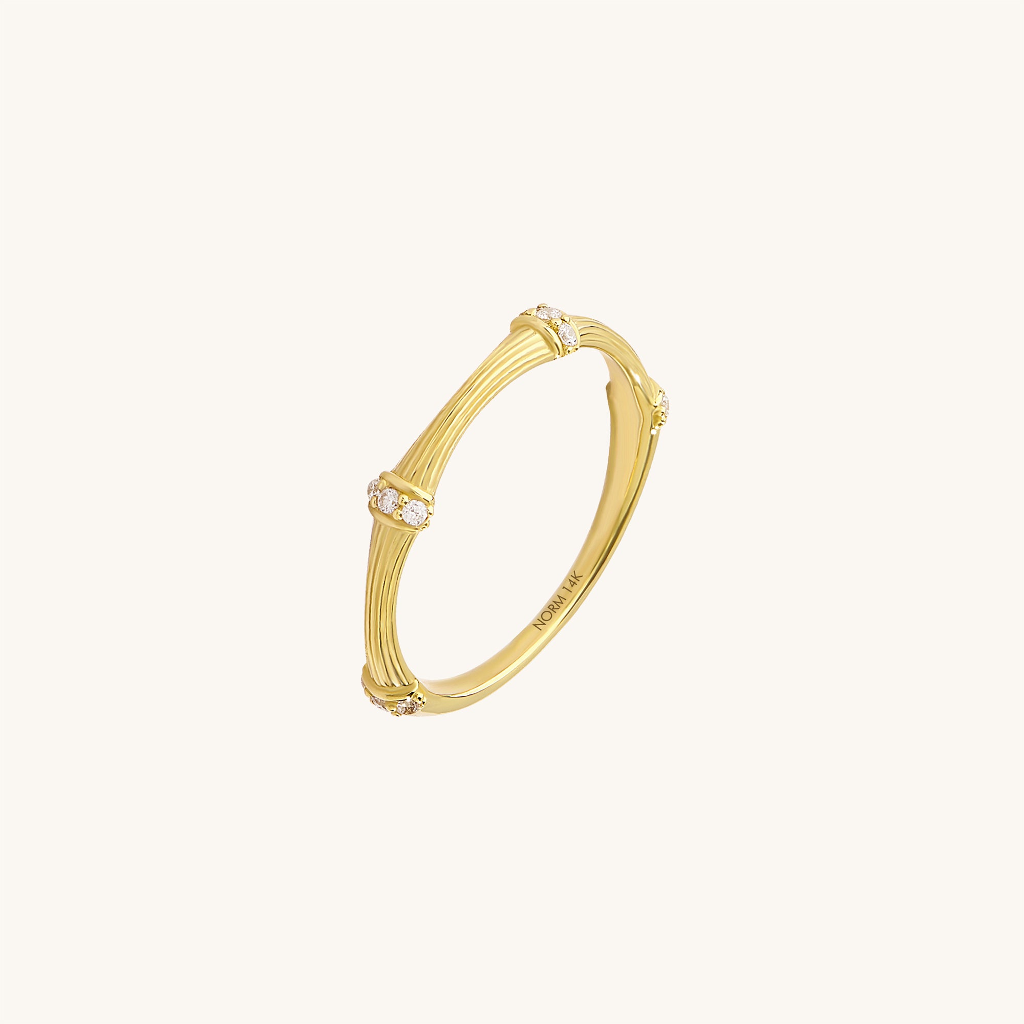 Bamboo Design Ring in 14k Solid Gold