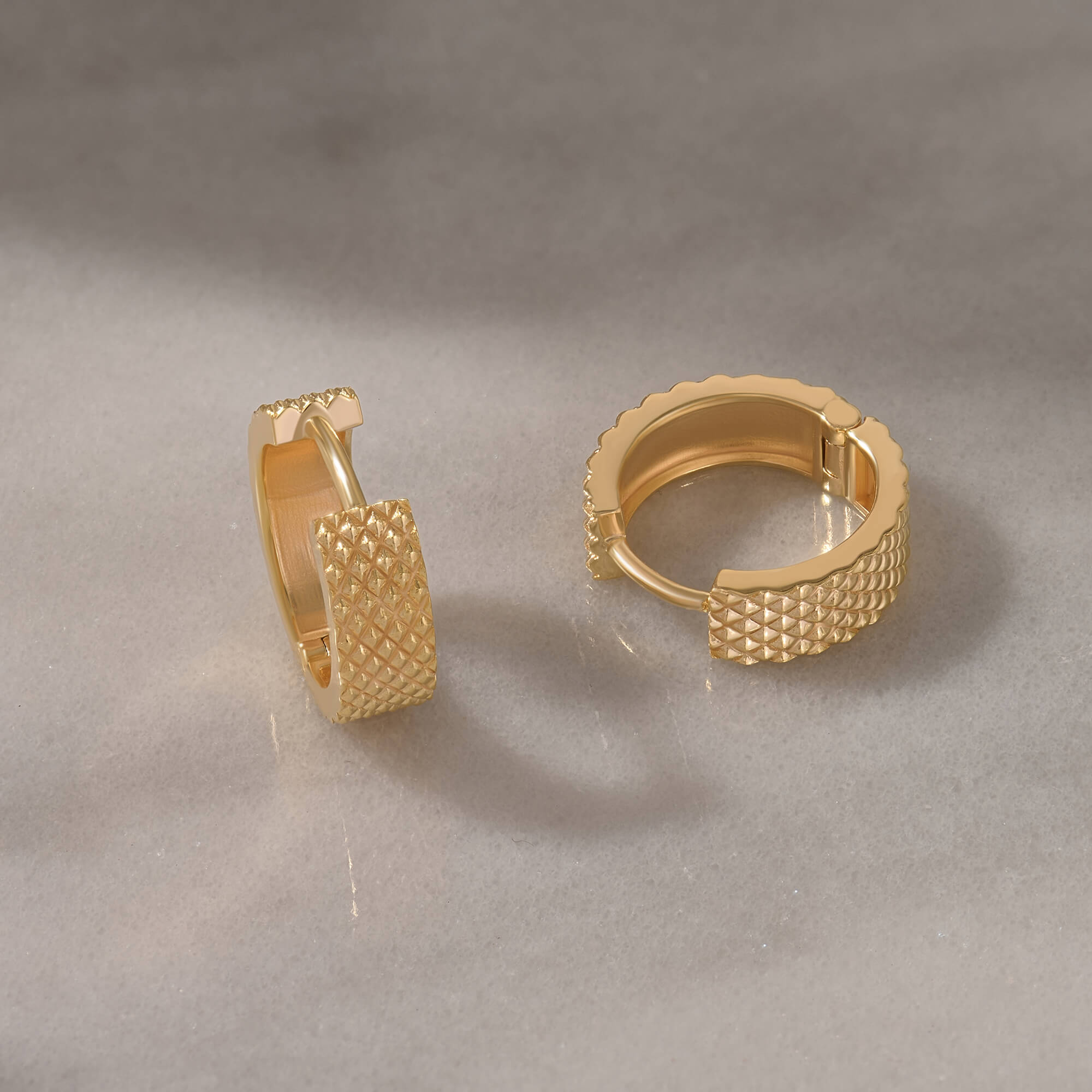 24K Gold Vermeil Textured Hoops