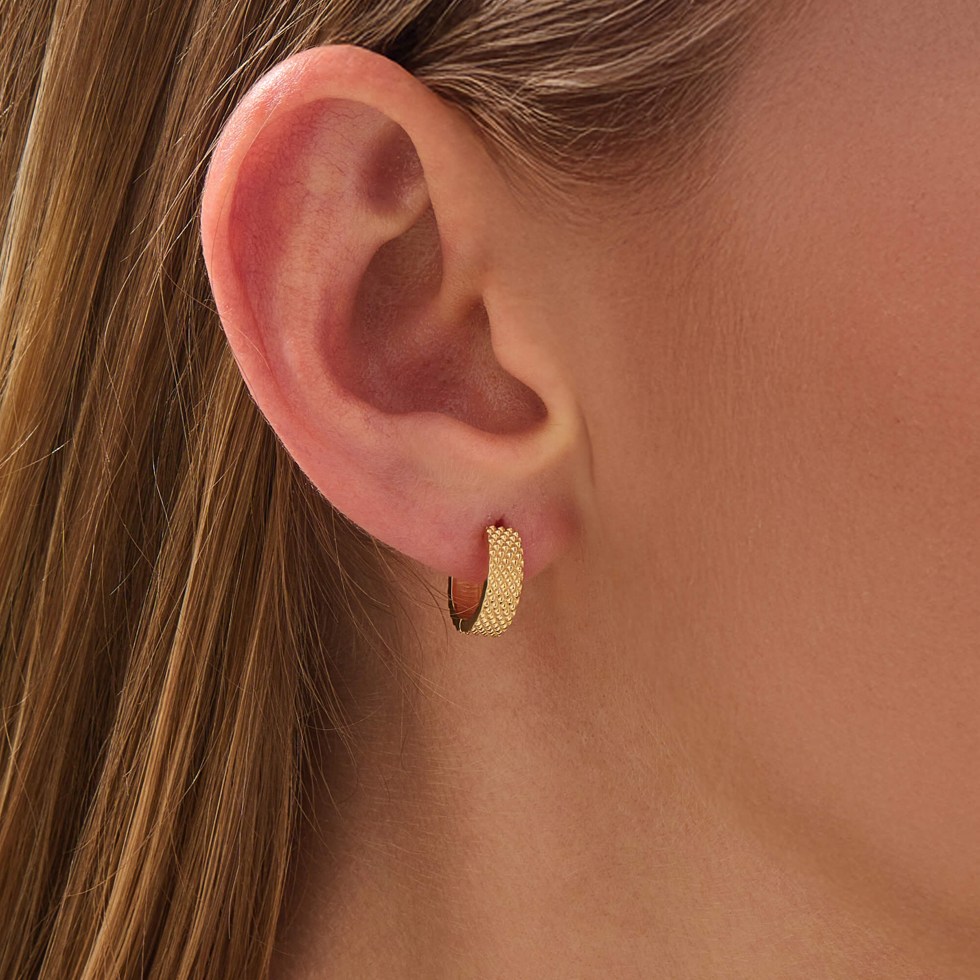 Women's 24K Vermeil Textured Hoops