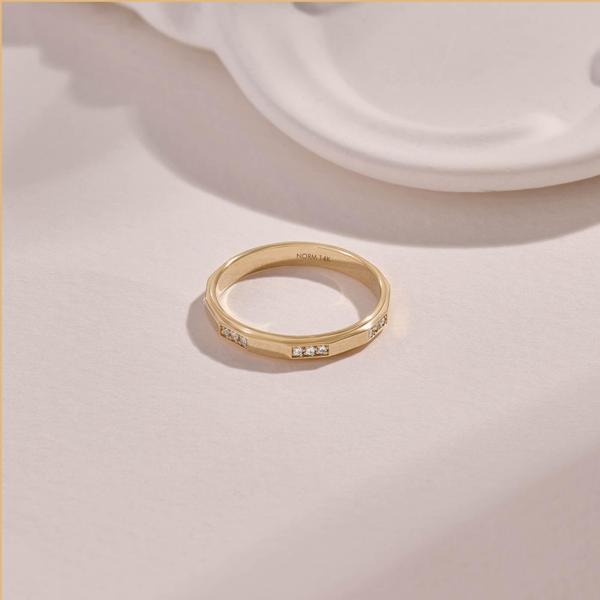 Trio Band Ring with Diamonds in Yellow Gold