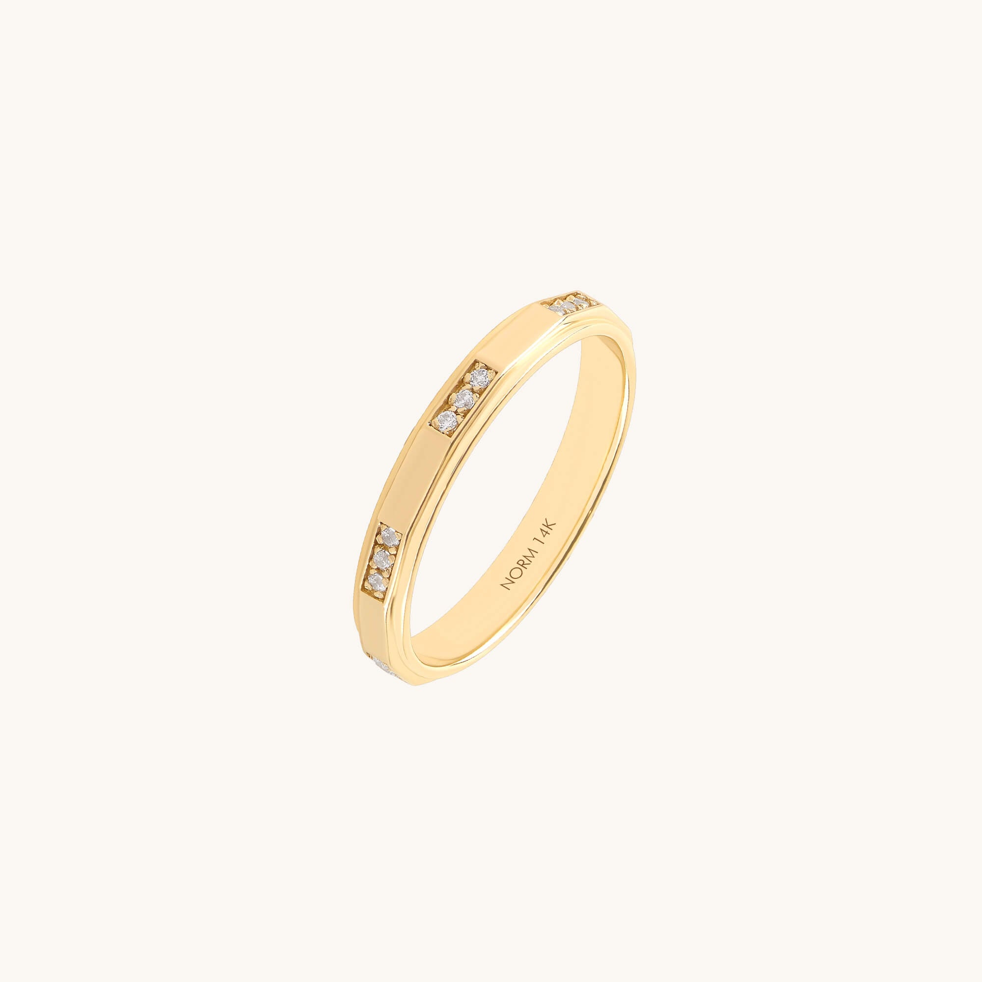Trio Diamond Band Ring in Real Yellow Gold