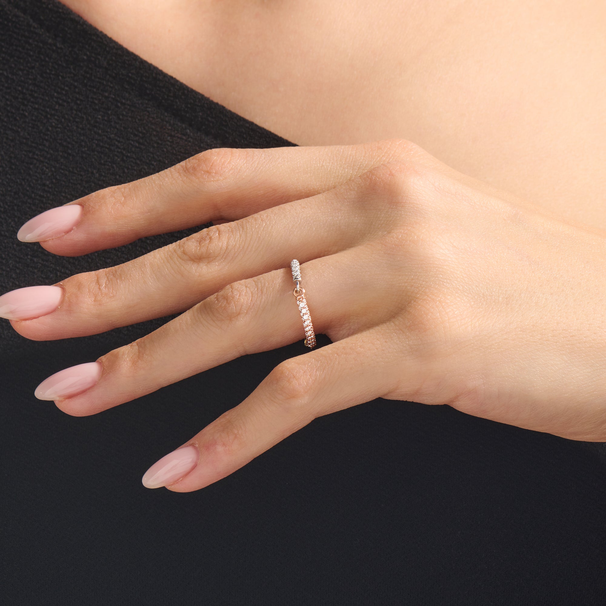 14K Solid Gold Trio Colors Full Eternity Stackable Band Ring