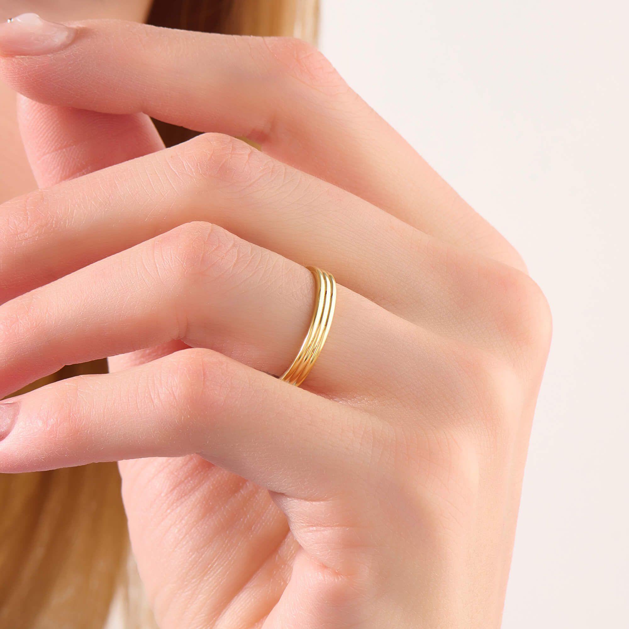 Women's Triple Band Ring in Gold Vermeil on 925 Solid Silver