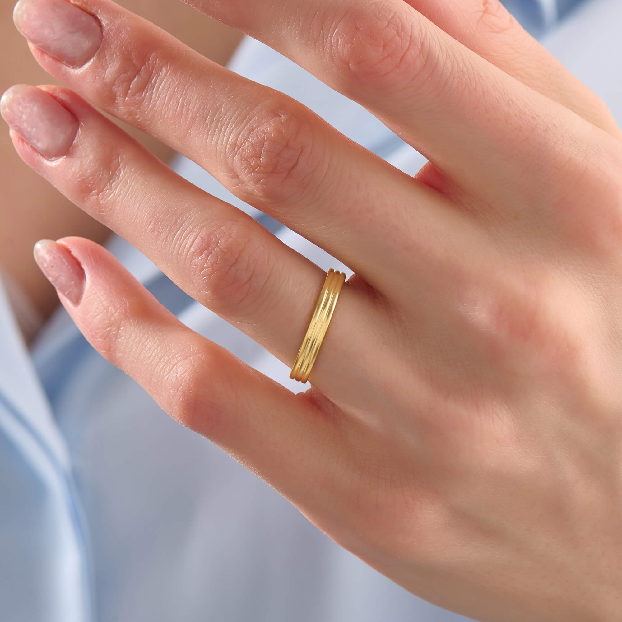 Women's Triple Band Design Ring in Gold Vermeil on Solid Silver