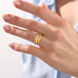 Women's Triple Dome Ring in 24K Gold Plated Vermeil on Solid Silver