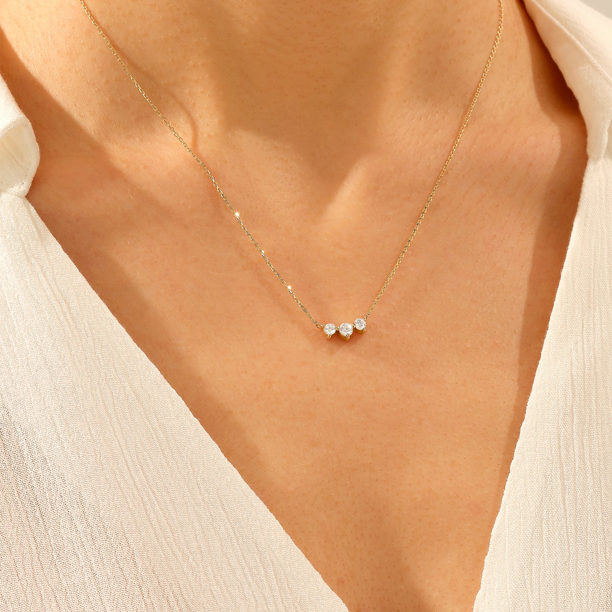 14K Real Gold Trio Necklace