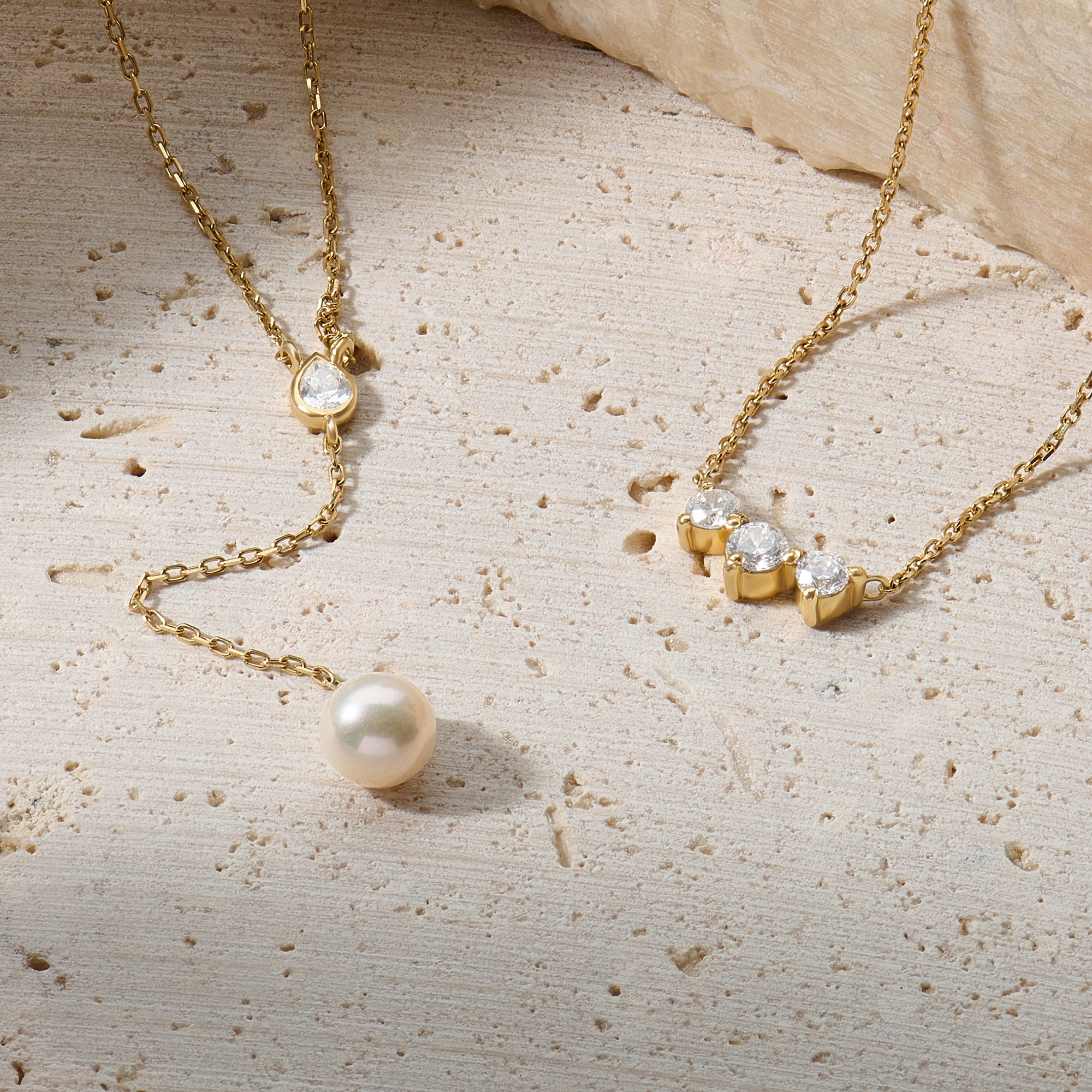 14K Solid Gold Trio Necklace