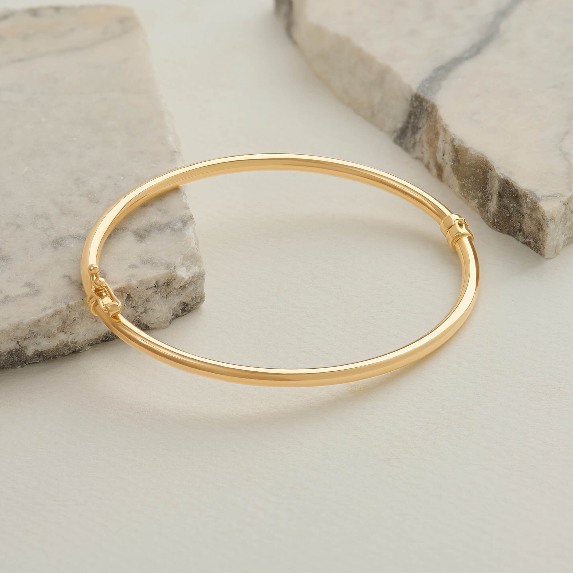 Tube Bangle Bracelet in 14K Real Yellow Gold