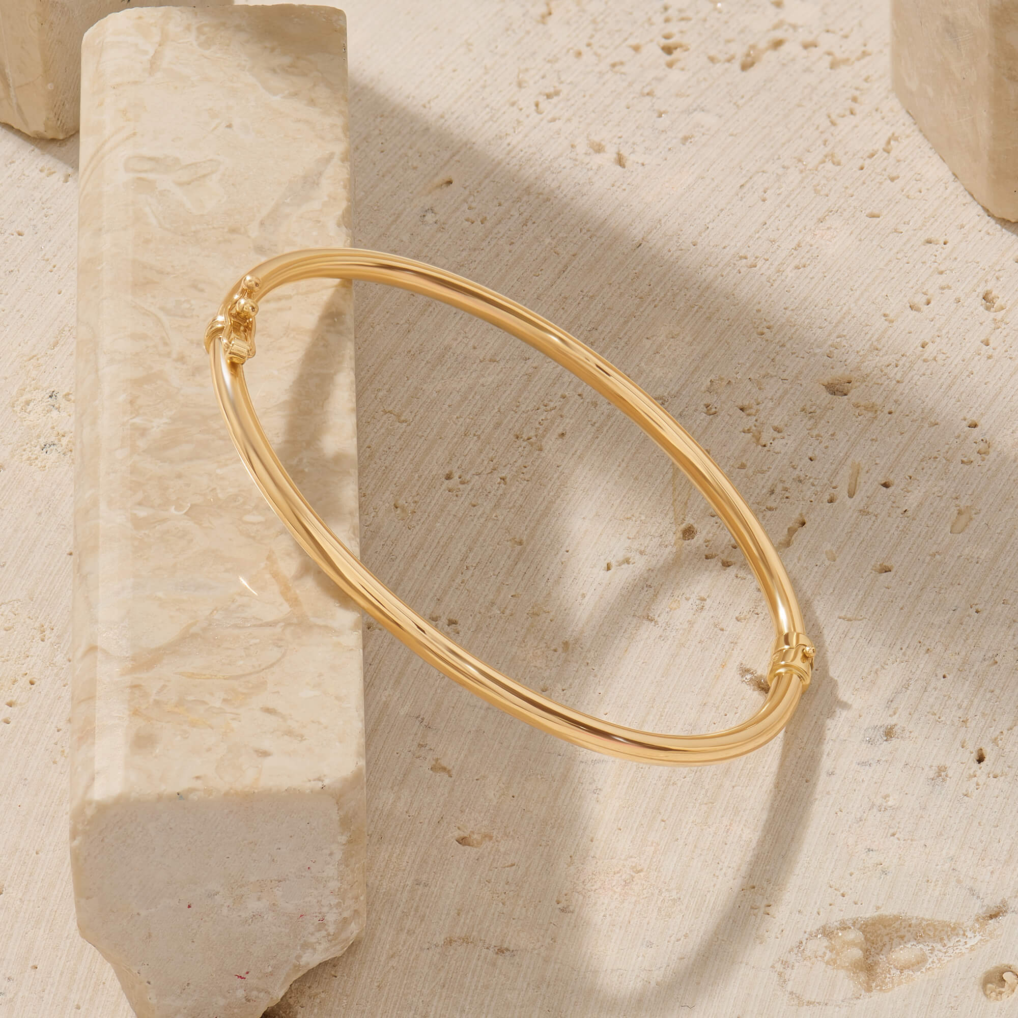 Tube Design 14K Solid Gold Bangle Bracelet