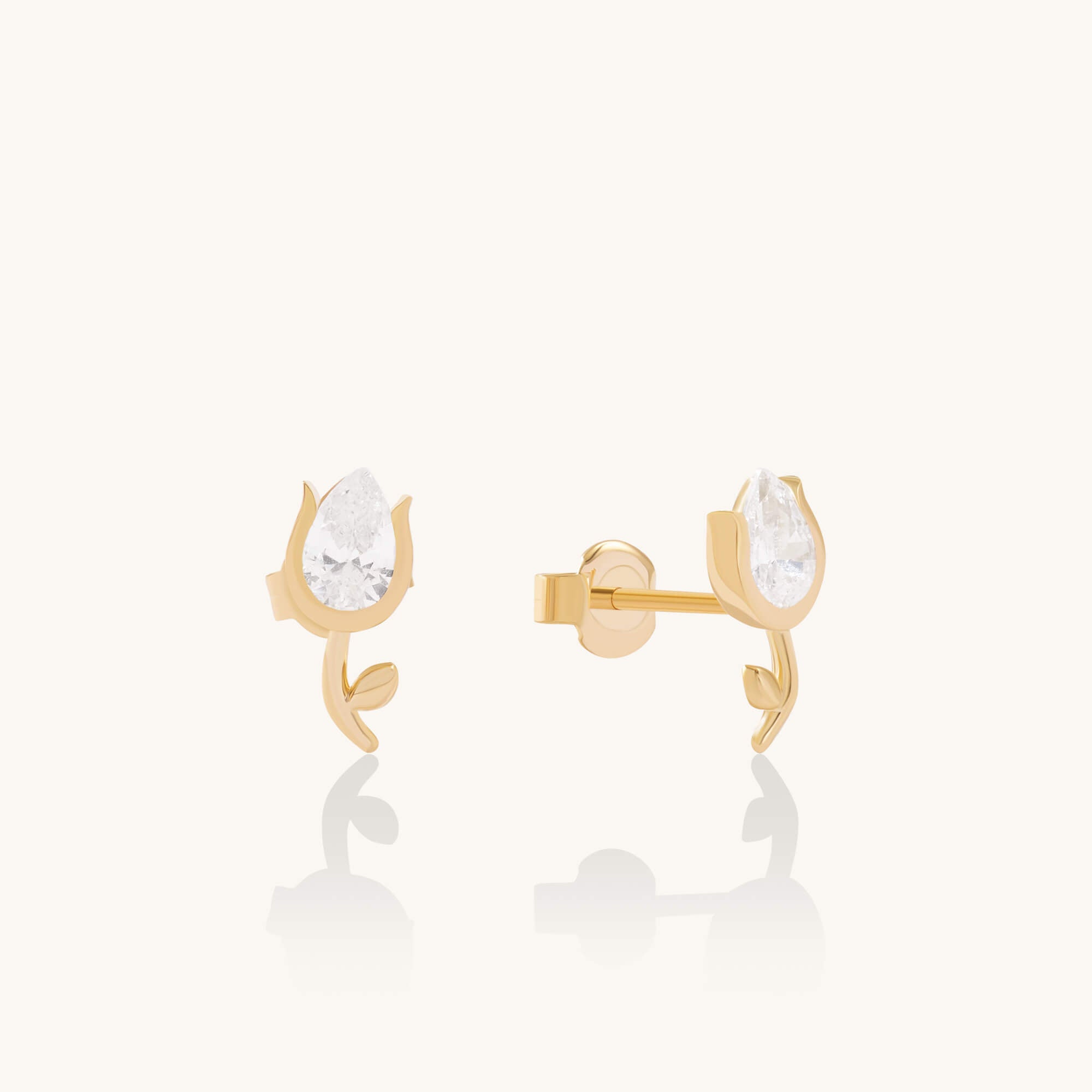 Tulip Flower Stud Earrings in 24K Gold Vermeil