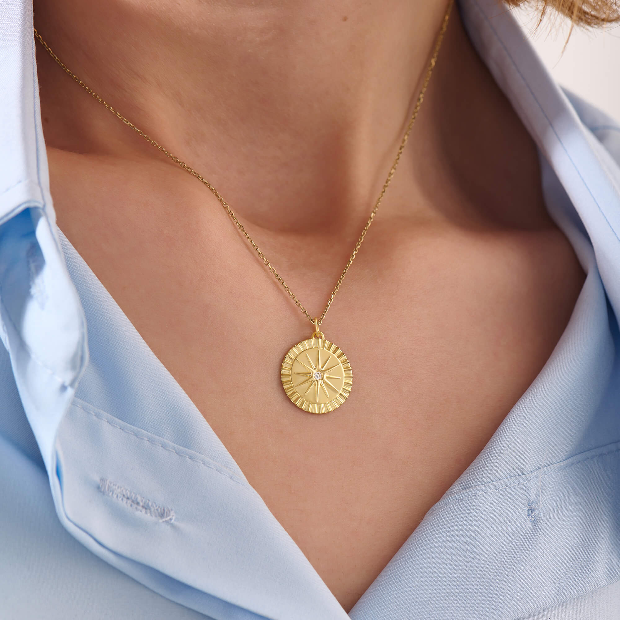 Women's Twelve Point Star Necklace in Gold Vermeil on 925 Solid Silver