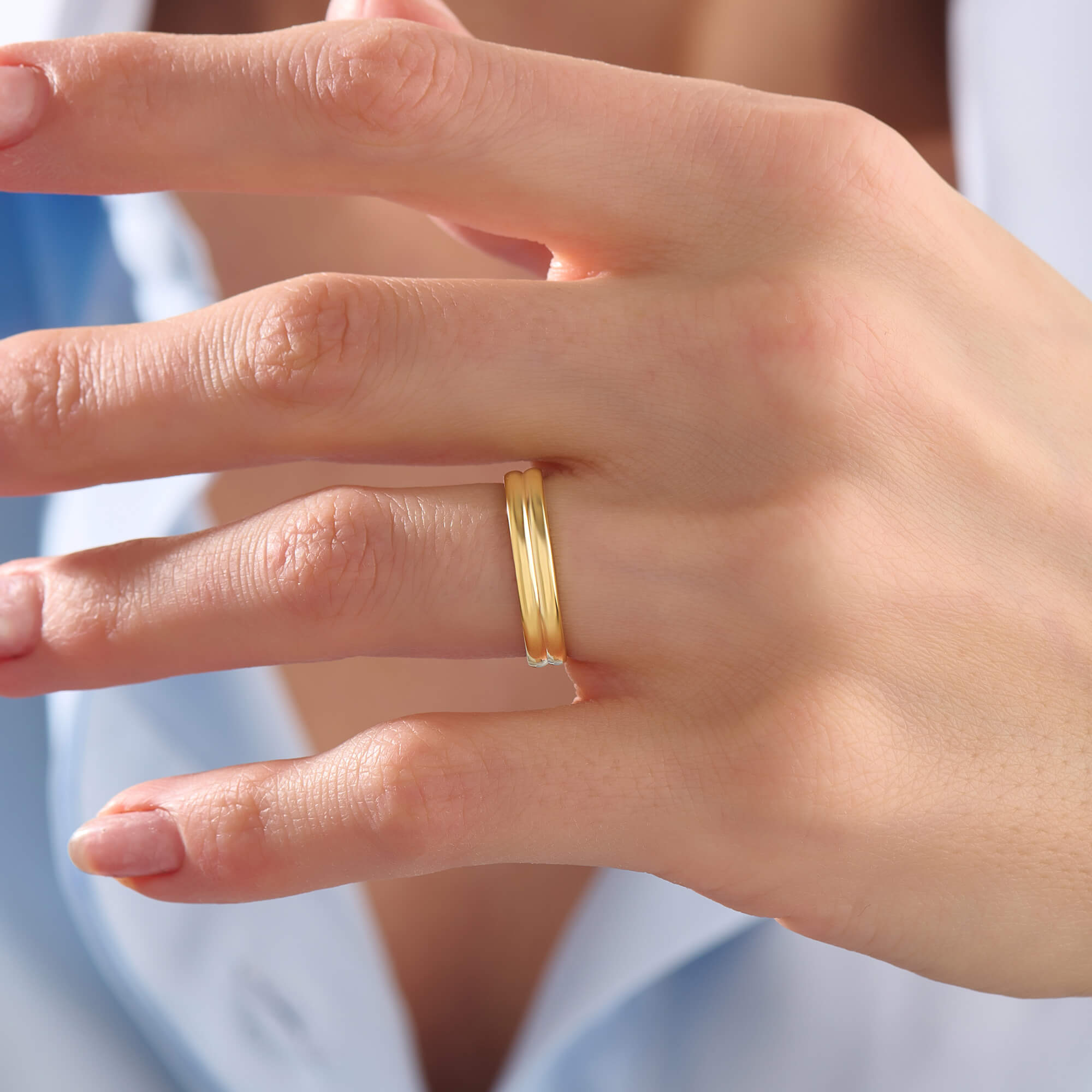 Women's Dual Band Ring in 24K Gold Plated Vermeil on Sterling Silver