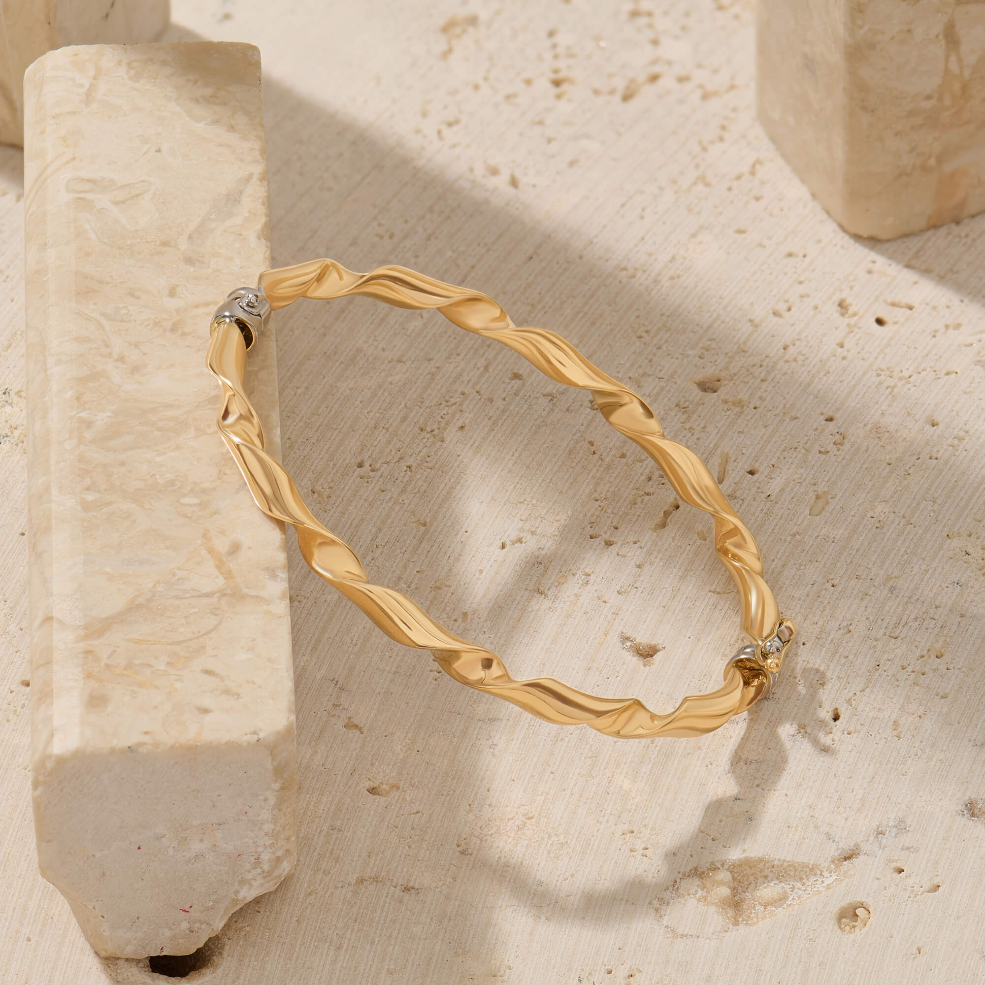 Twirl Bangle Bracelet in 14K Solid Gold