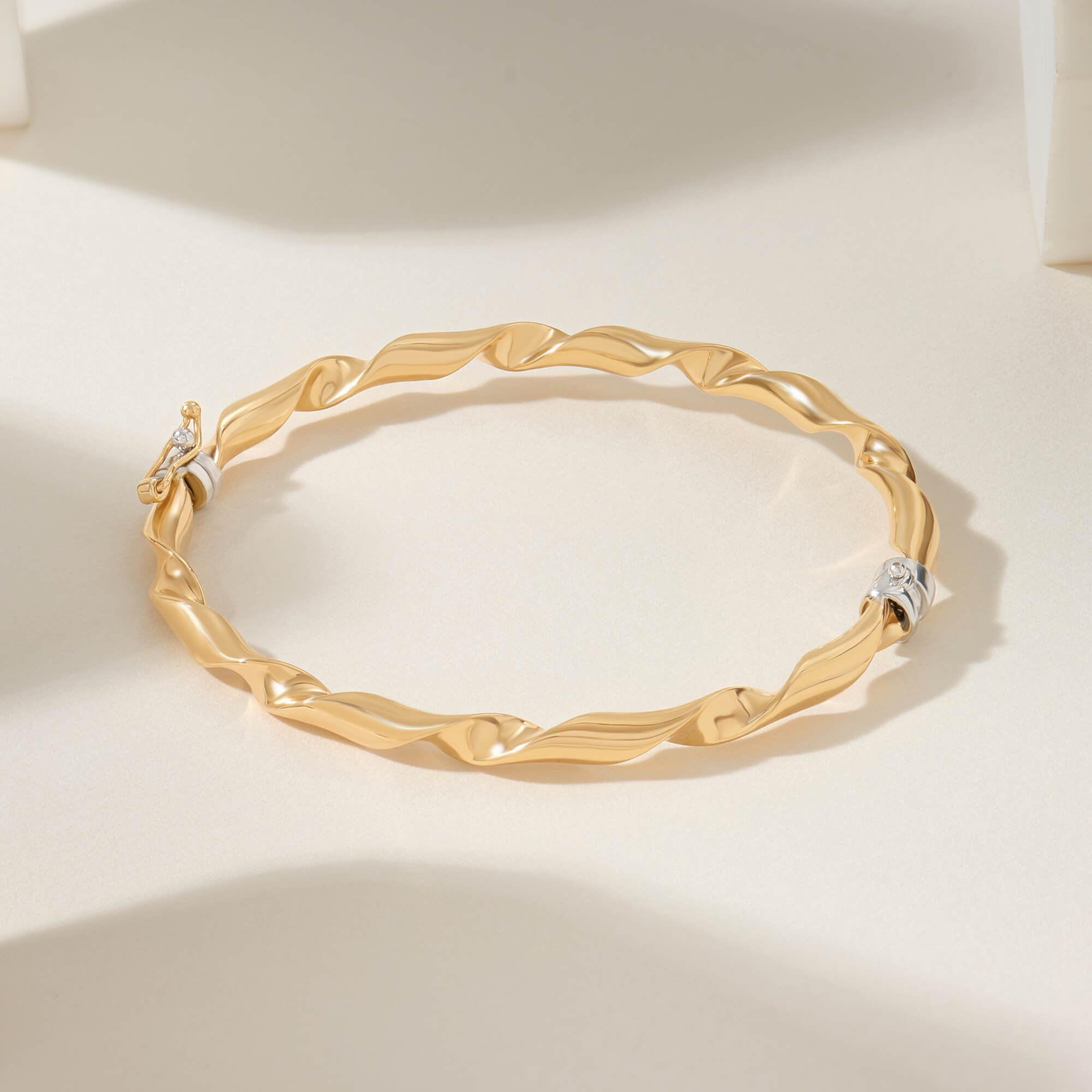 Twirl Bangle Bracelet in Real 14K Yellow Gold