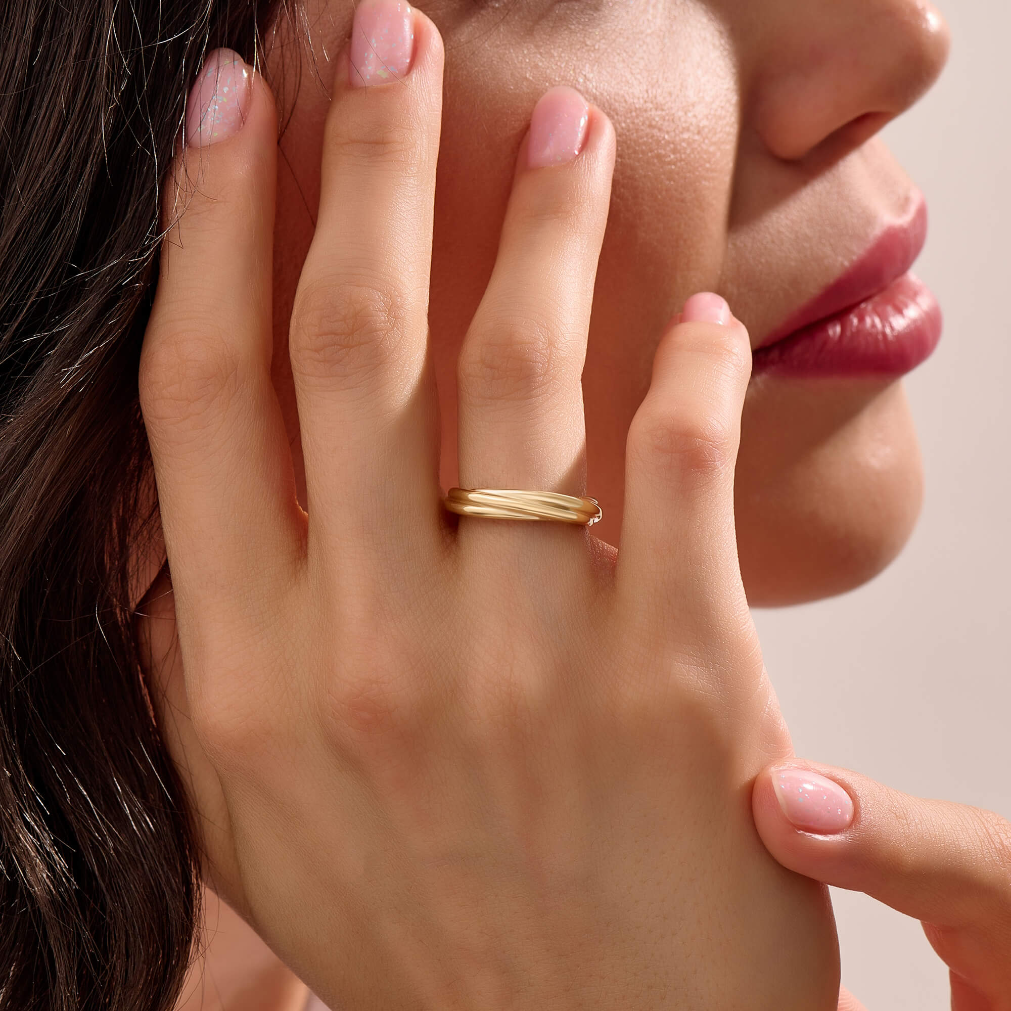 Women's Twisted Dome Band Ring in 14K Real Gold