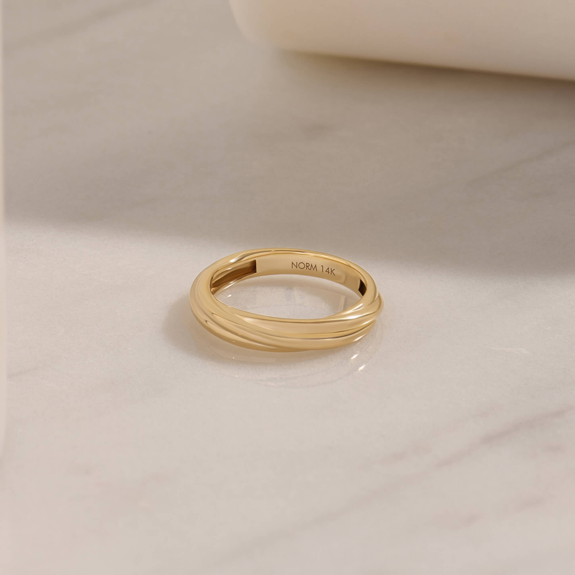 Twisted Dome Band Ring in 14K Real Yellow Gold