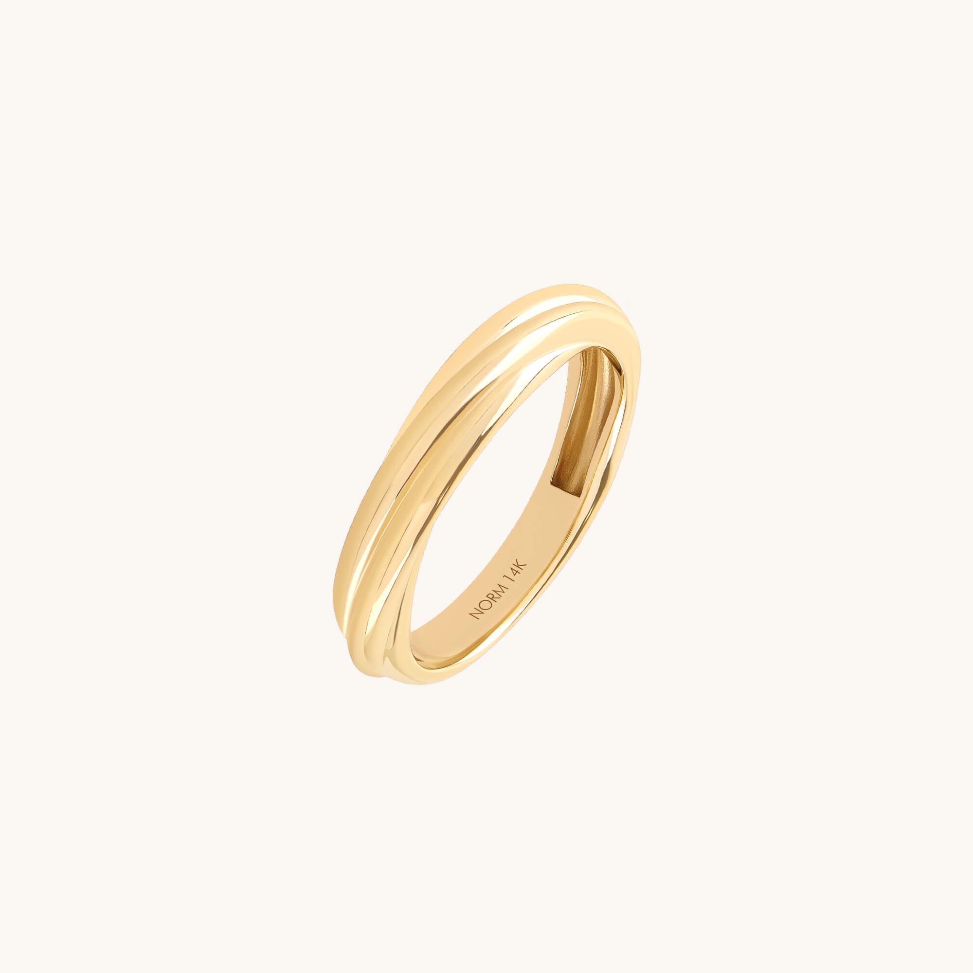 Twisted Dome Band Ring in 14K Real Yellow Gold