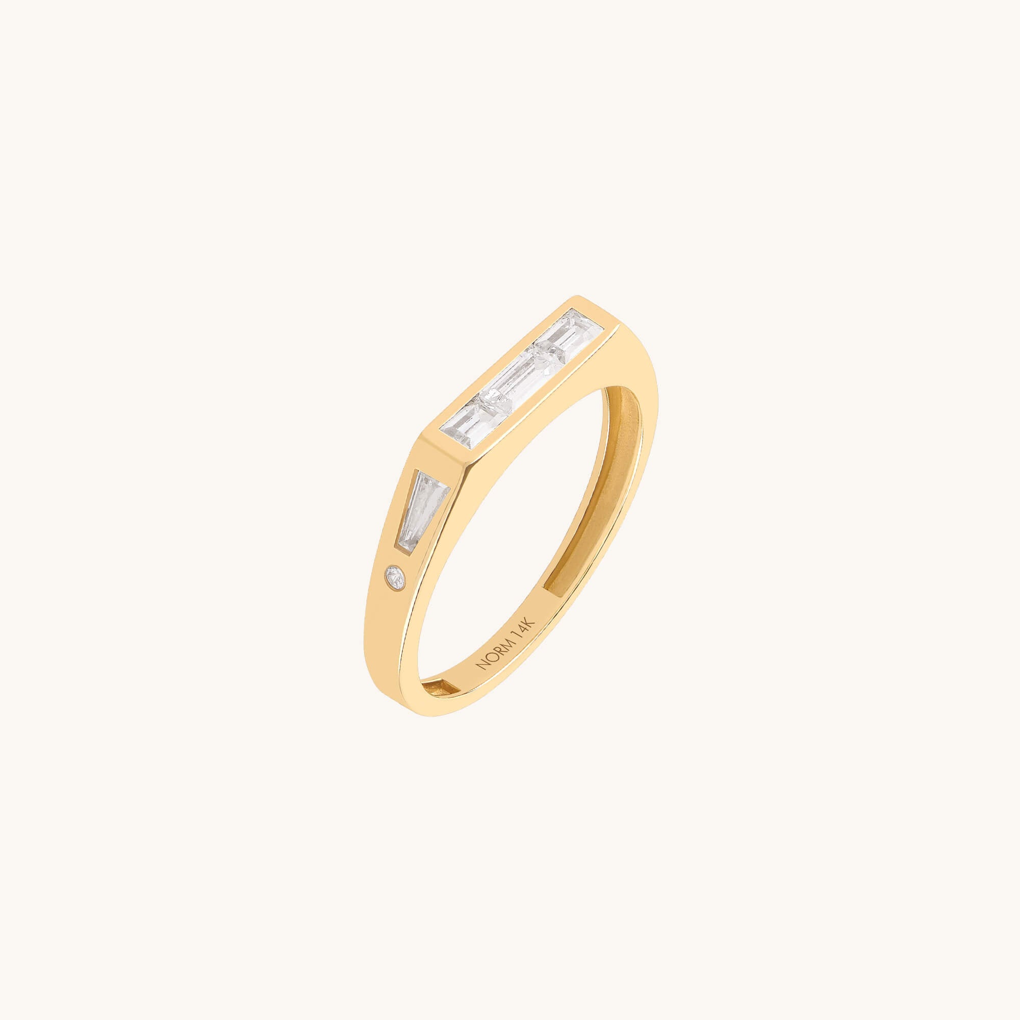 Unique Baguette Signet Ring in Yellow Real Gold