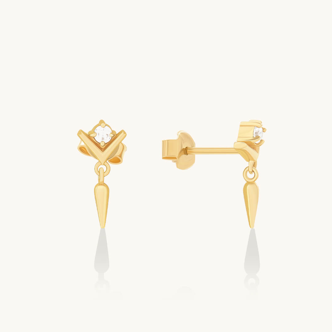 V-Shape Stud Earrings in Solid Gold