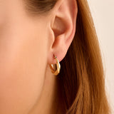 Women's Wavy Hoop Earrings in 14K Real Yellow Gold