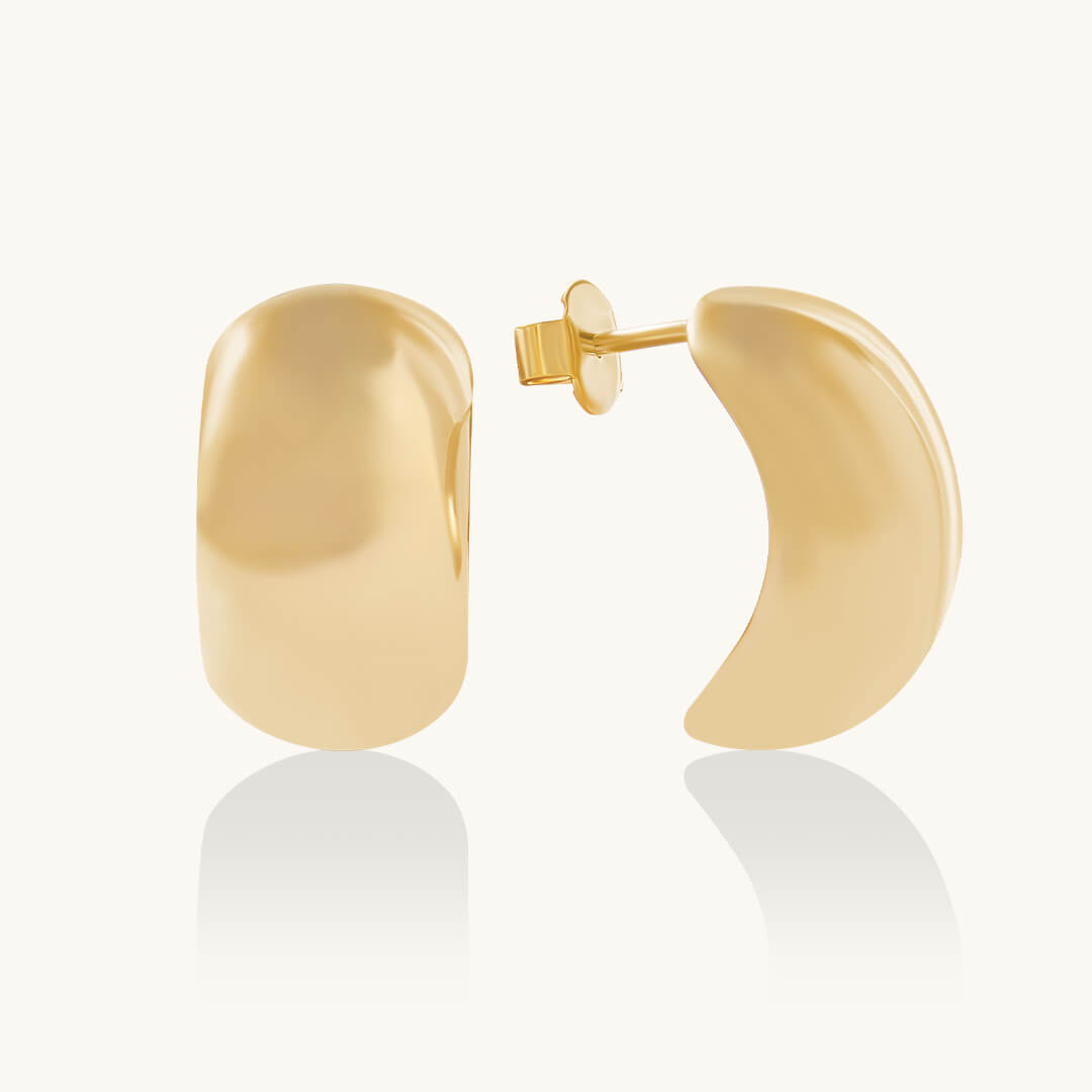 Wide Dome Earrings in 24K Gold Plated Vermeil on 925 Sterling Silver