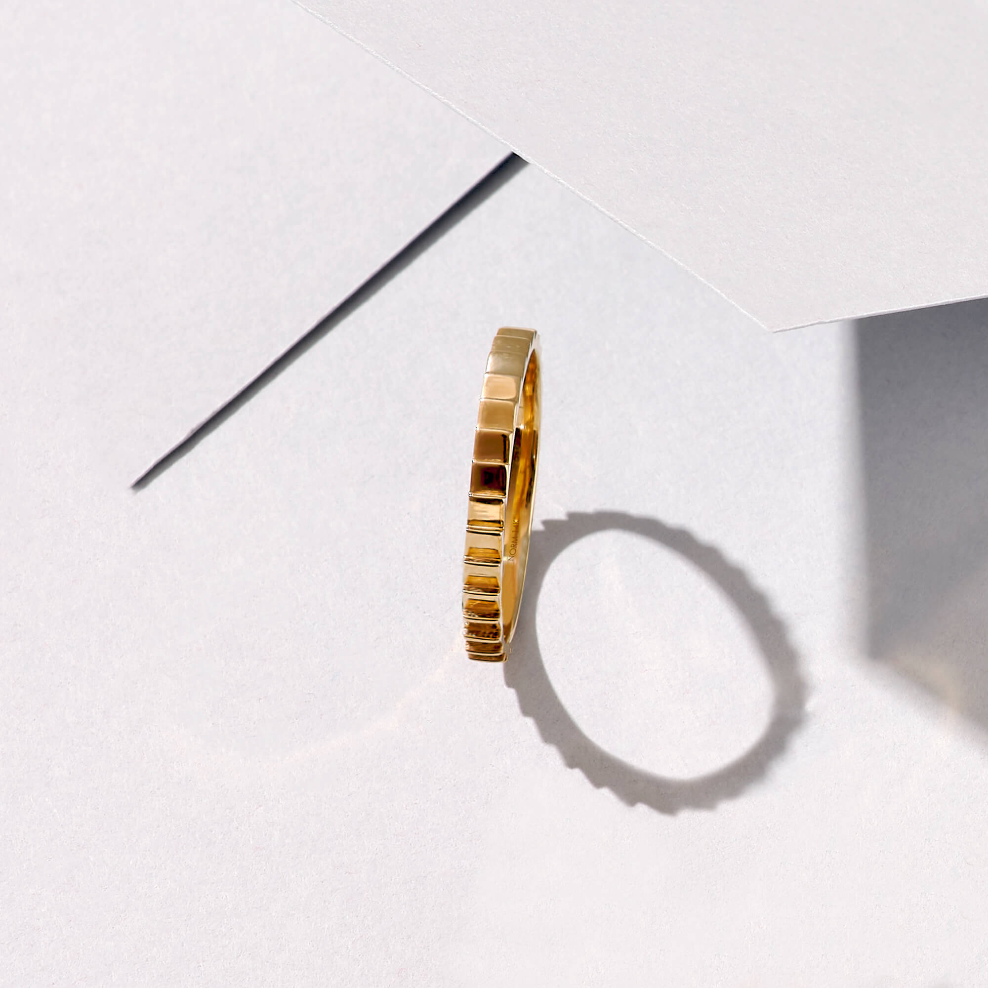 Minimaist Stackable Square Designed Band Ring in 14k Solid Yellow Gold