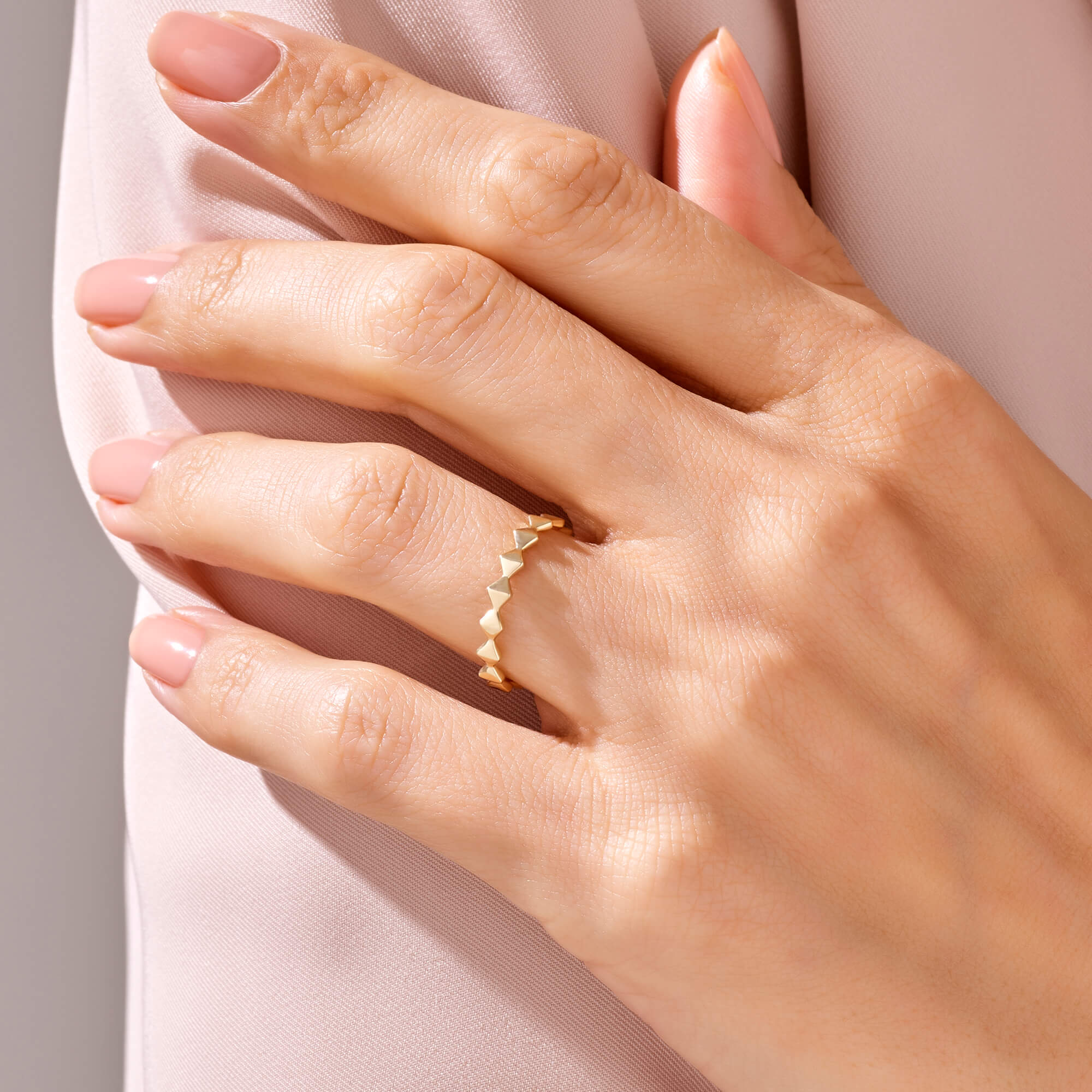 Dainty Square Dot Band Ring in 14k Solid Gold