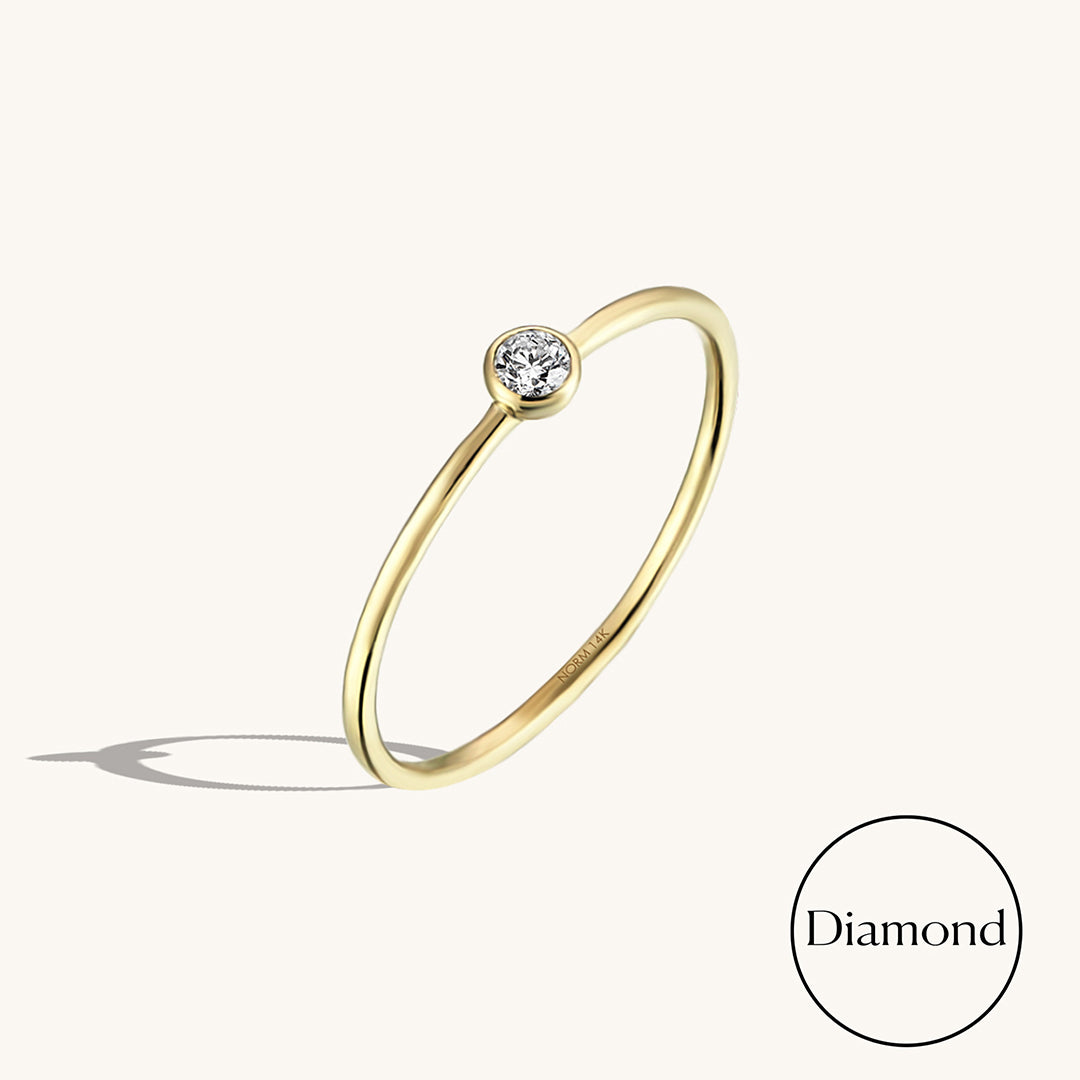 14k Gold Diamond Solitaire Ring
