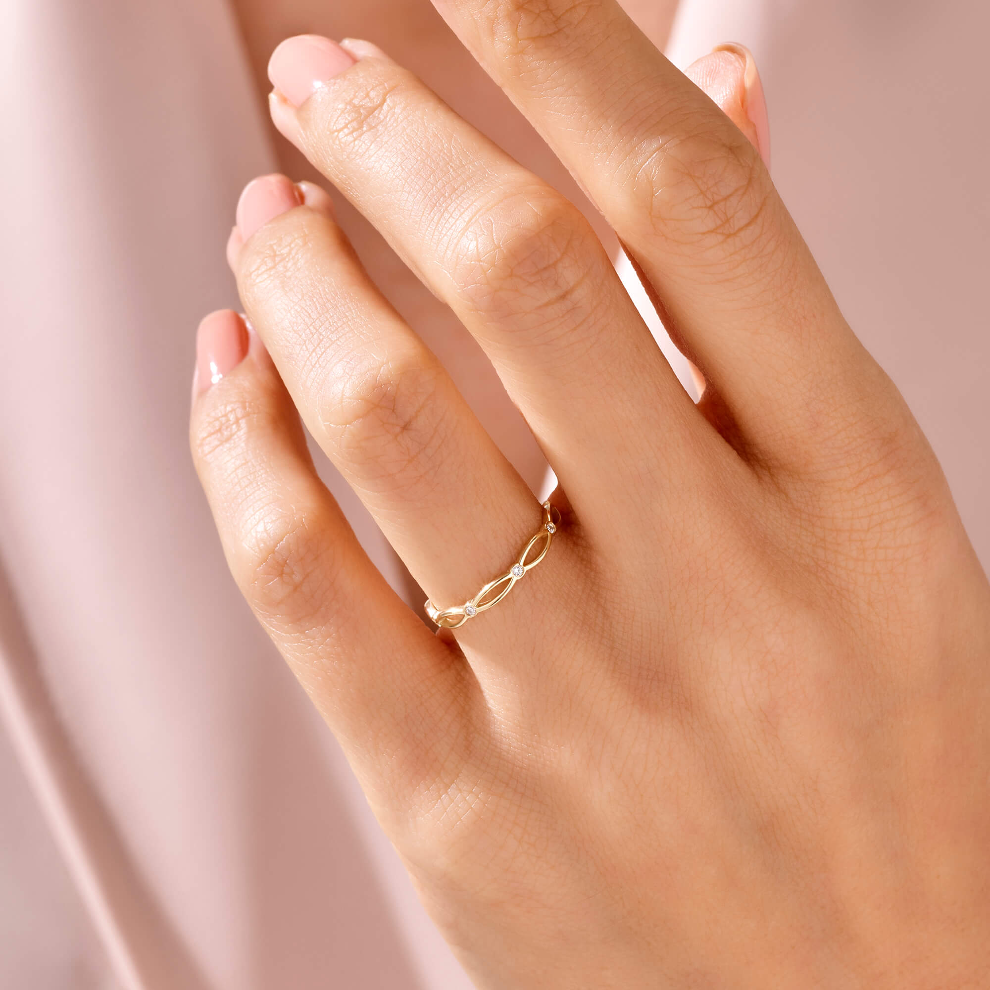 14k Solid Gold Bezel-Set CZ Band Ring