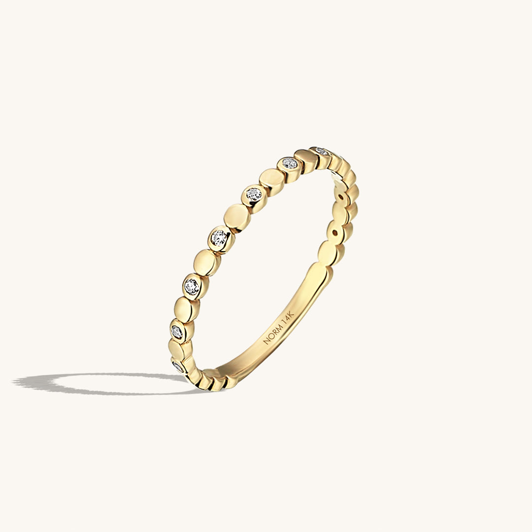 14k Solid Gold CZ Bezel Dot Ring