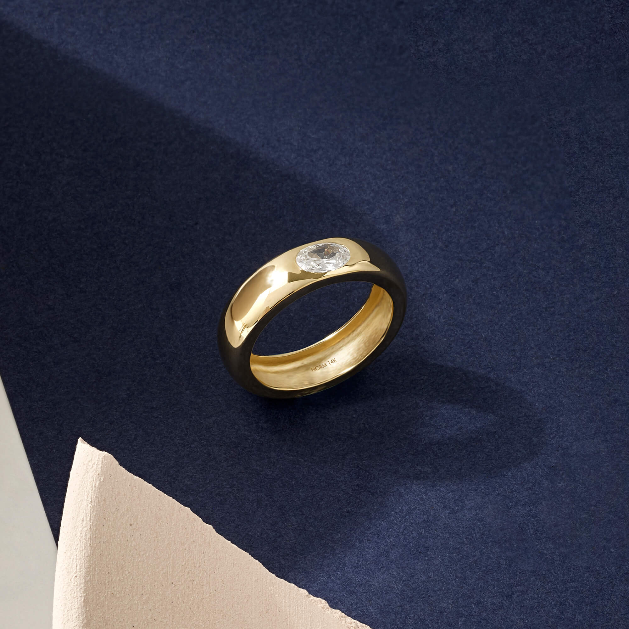Bezel-Set Dome Band Ring in 14k Solid Yellow Gold
