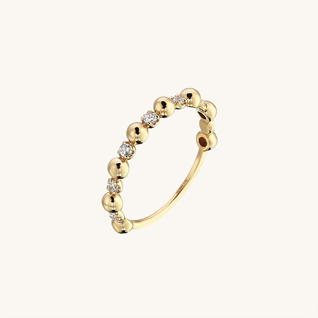 Yellow Gold Bead CZ Eternity Ring