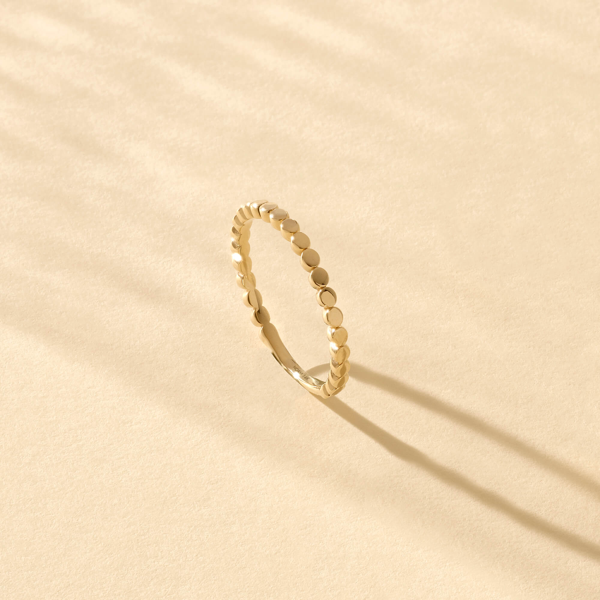 Bold Circle Dot Stacking Band Ring 14k Solid Gold
