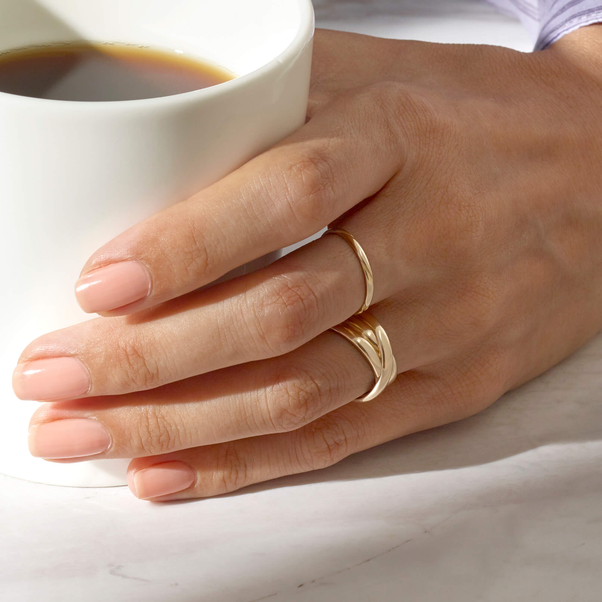 Triple Crossover Wedding Band Ring in 14k Solid Yellow Gold