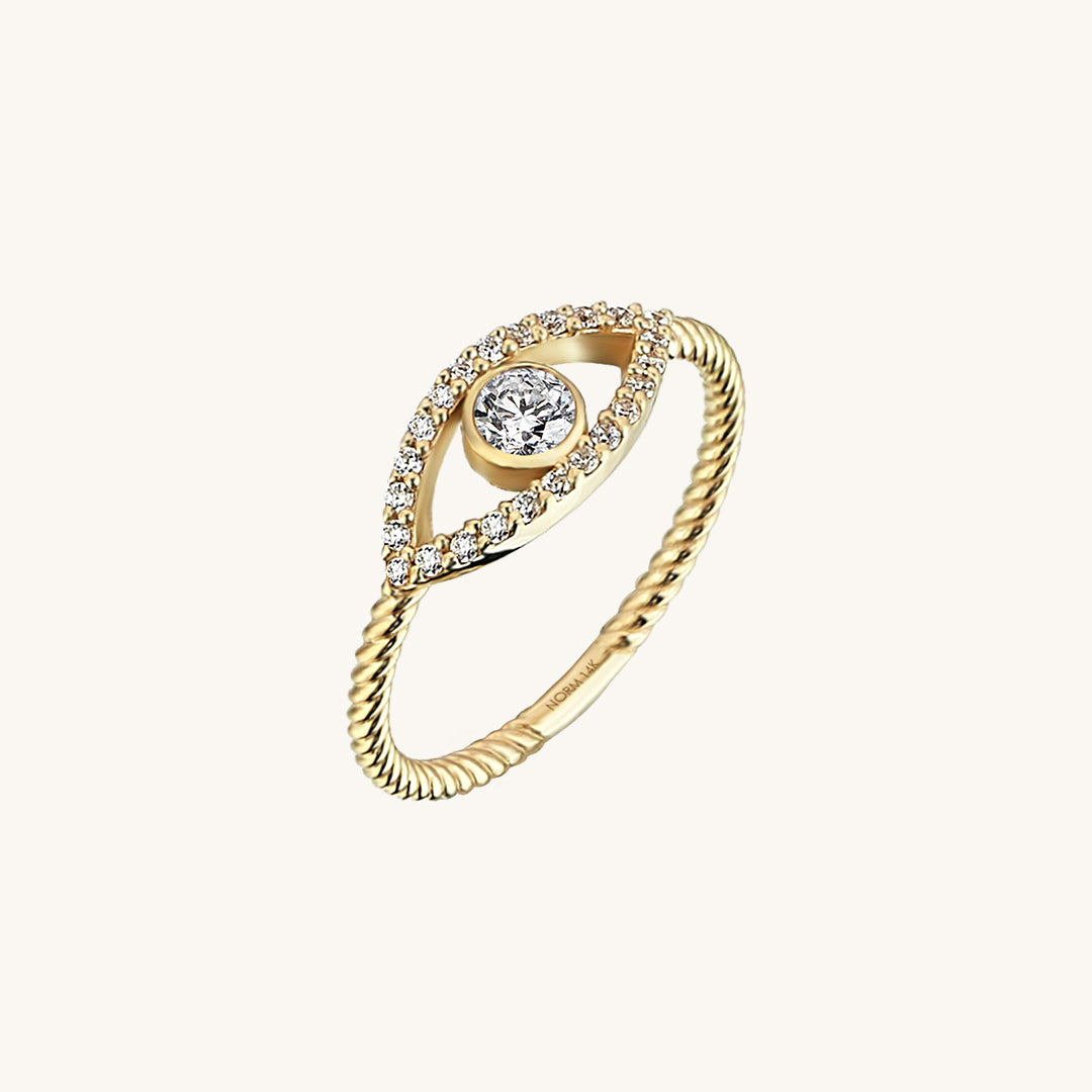 14k Solid Gold Stacking Evil Eye Ring
