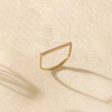 Stackable Flat Bar Ring Paved with White CZ in 14k Gold