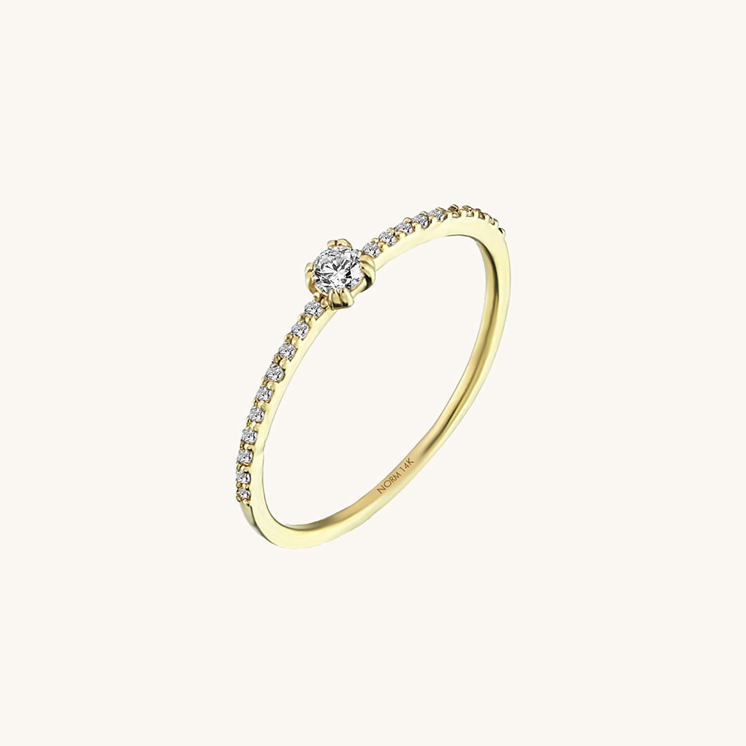 Diamond Half Eternity Solitaire Ring in 14k Gold
