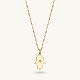 Women's Hamsa Hand Pendant Necklace in 14k Solid Gold