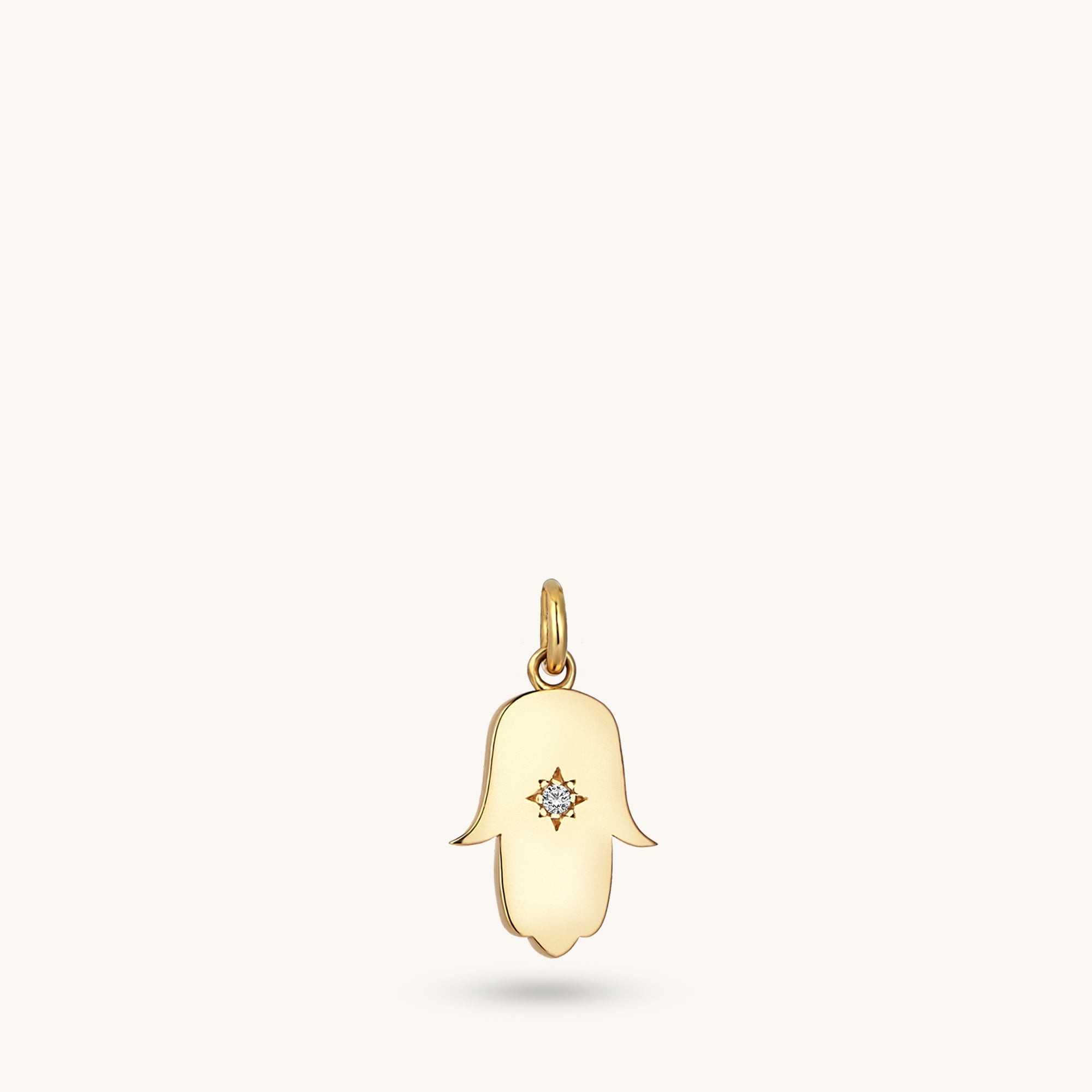 Hamsa Hand Pendant in 14k Solid Gold for Women