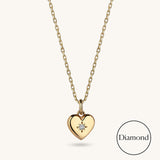 Mini Diamond Hearth Love Charm Pendant in 14k Real Gold