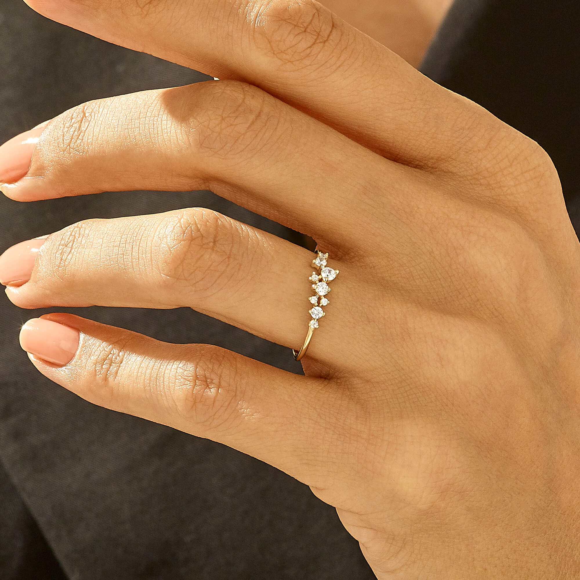 Dainty Iconic Cluster Stacking Ring in 14k Real Gold