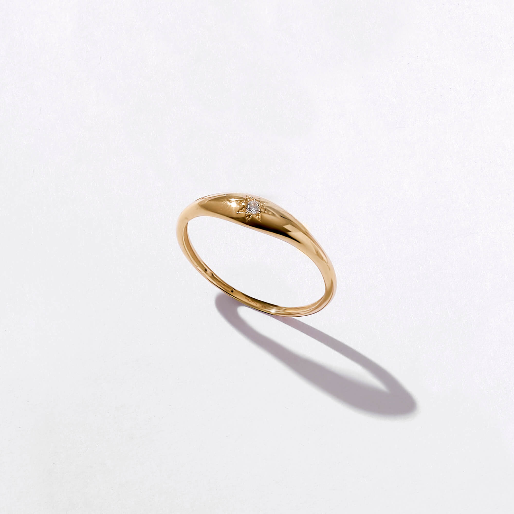 14k Real Yellow Gold Iconic Star Signet Ring for Women