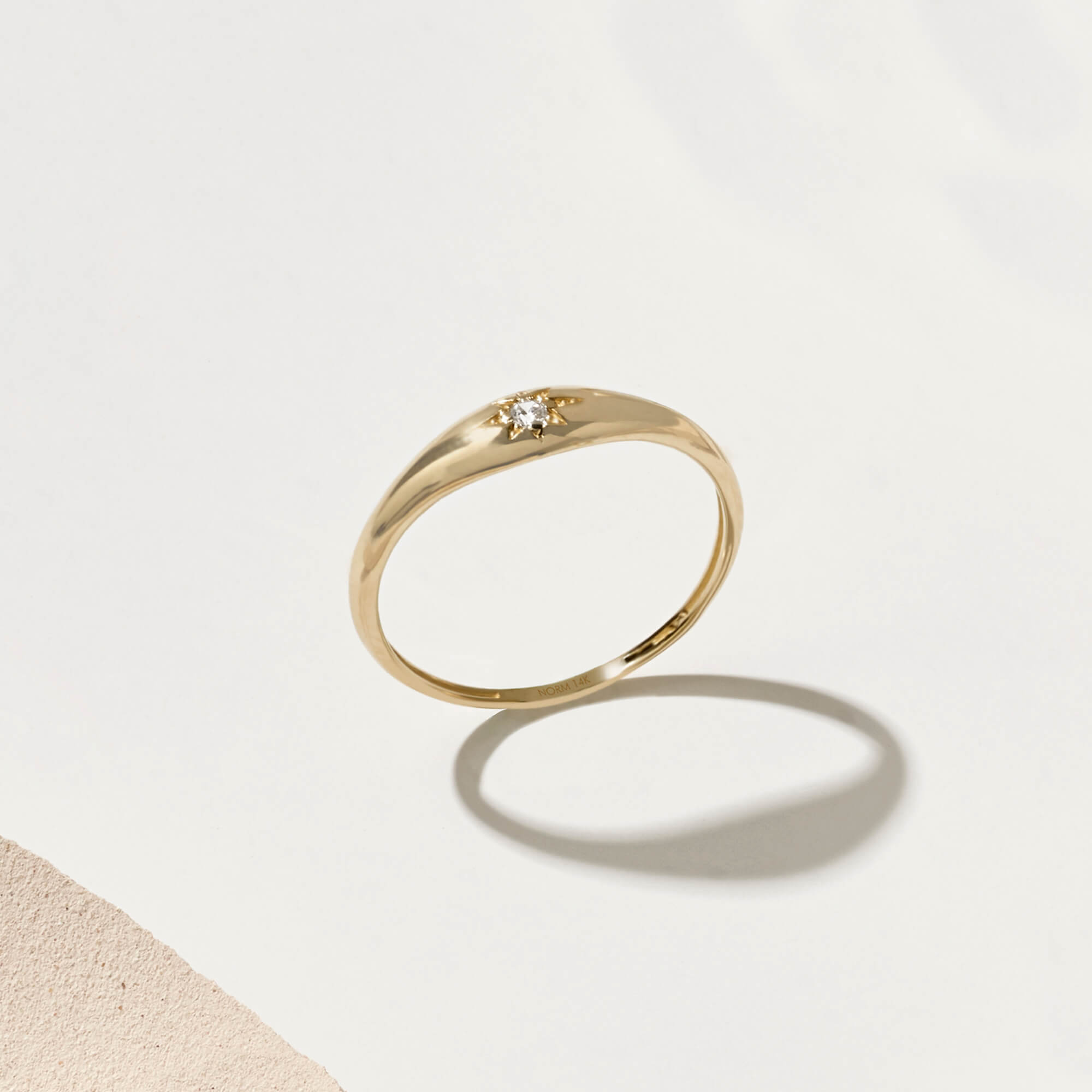 Women's Iconic Star Signet Pinky Ring in 14k Real Yellow Gold