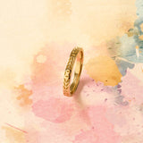 Women's 14k Real Yellow Gold Wedding Band Ring - Leaf Engraved