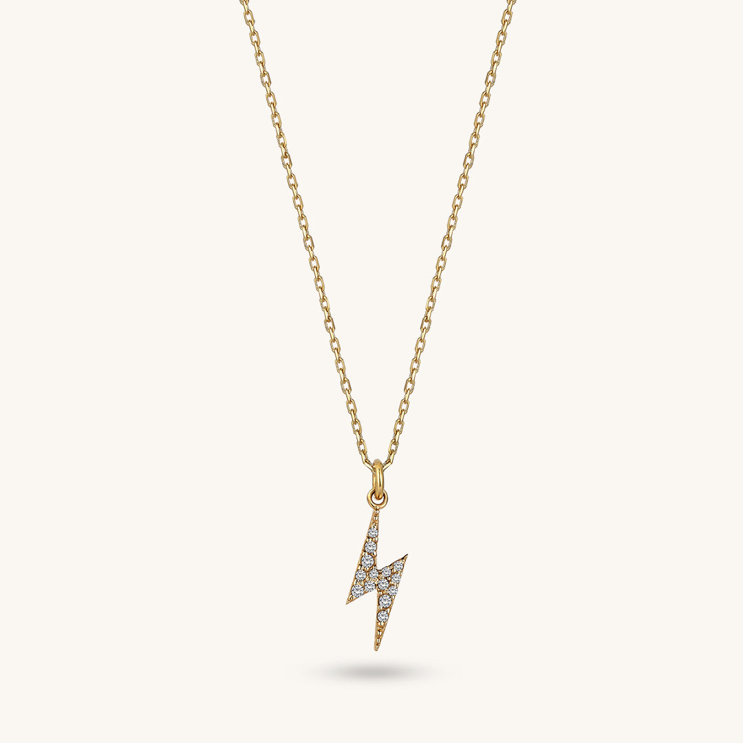 Lightning Bolt Pendant Necklace for Women in 14k Solid Gold