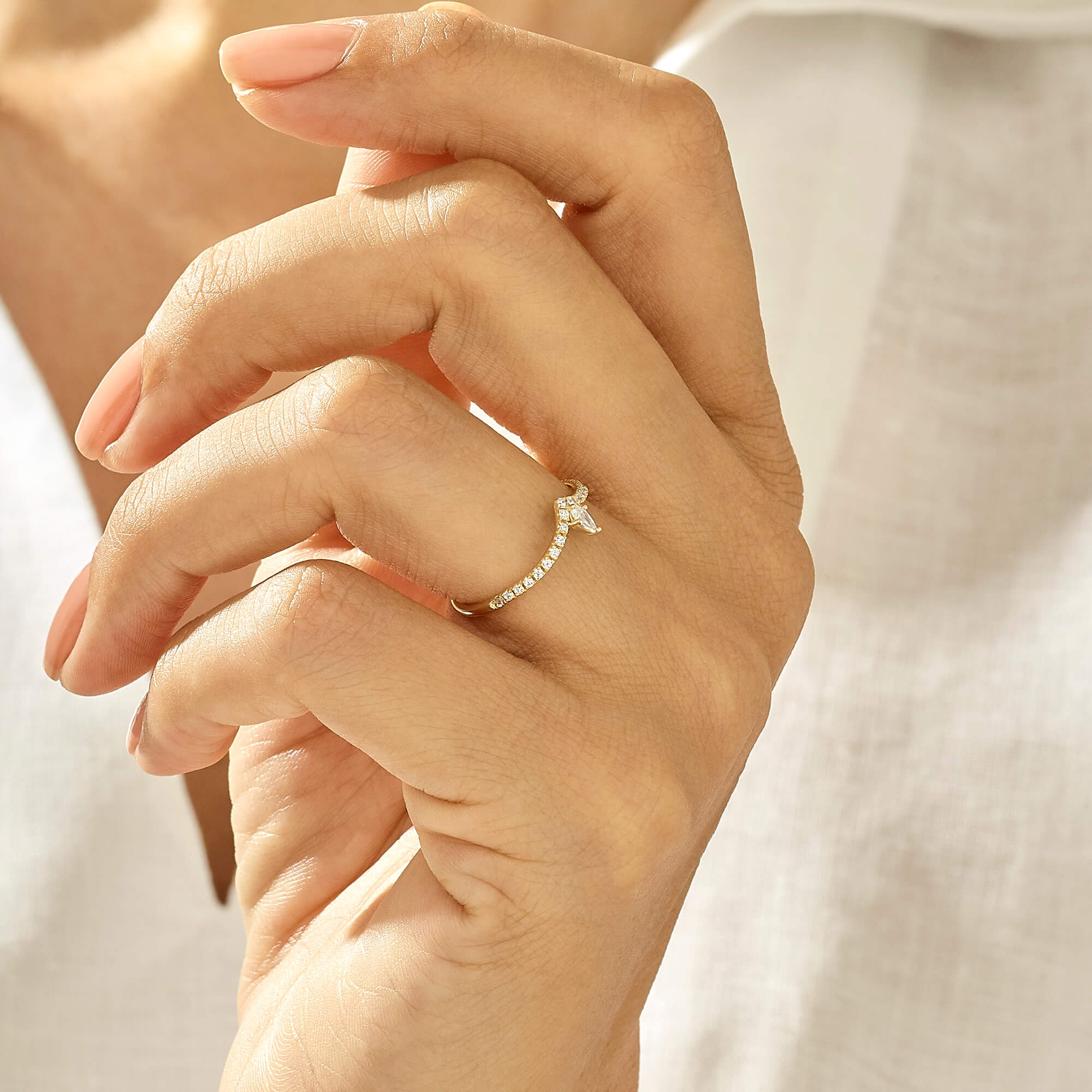 Dainty Majestic Curve Ring in 14k Solid Yellow Gold