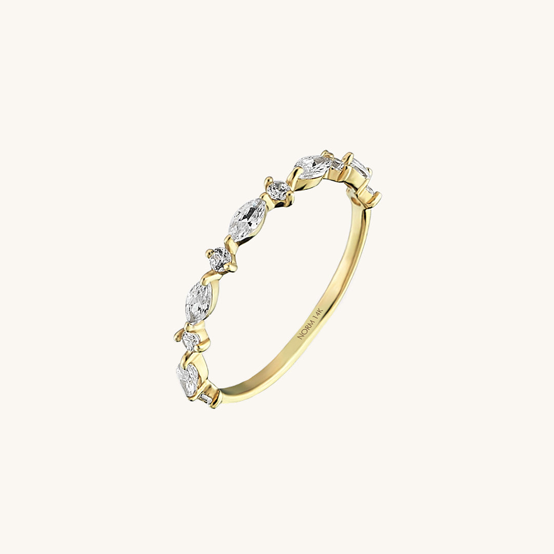 Marquise Cut CZ Eternity Band Ring in 14k Real Yellow Gold