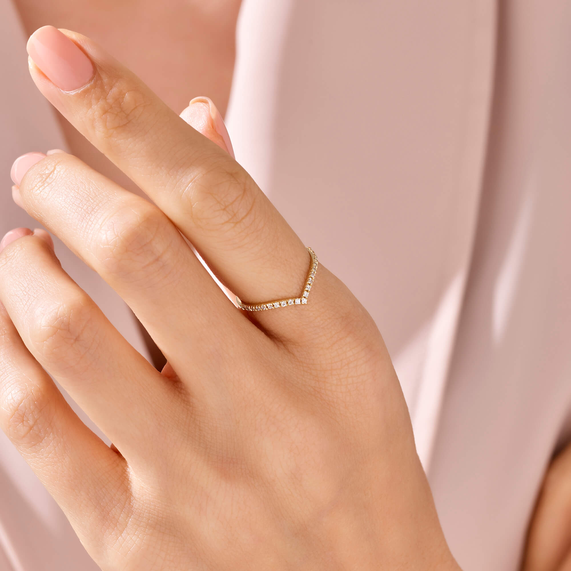 Minimal Curved Stacking Band Ring in 14k Solid Gold